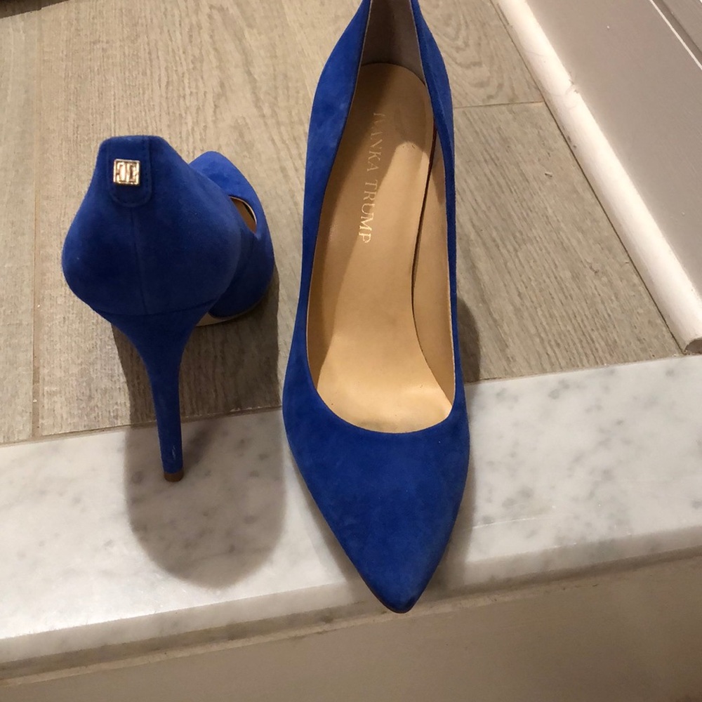 Blue leather heel